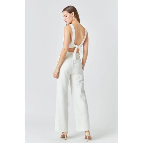 NWT Endless Rose Miley Back Tie Elevated Knit Bralette White Women's Size Large - Picture 5 of 16